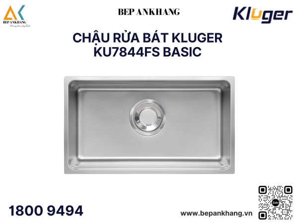 Chậu rửa bát Kluger KU7844FS Basic - Inox 304 Posco - Linen dập nổi chống xước